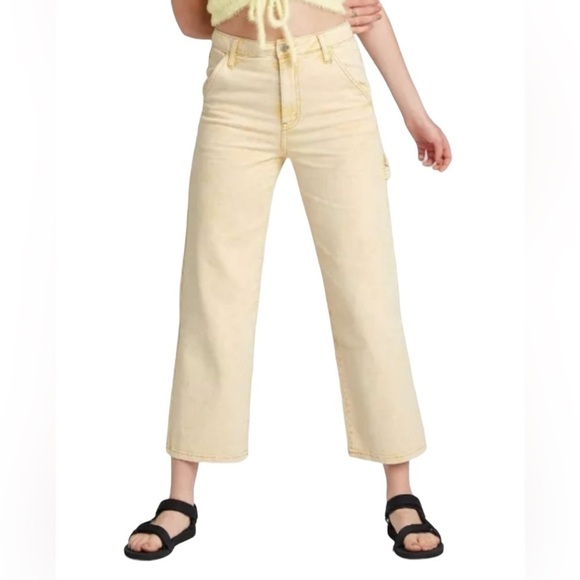 NWT Wild Fable High Rise Utlity Jeans Light Yellow Wash Size 2 - Picture 1 of 9